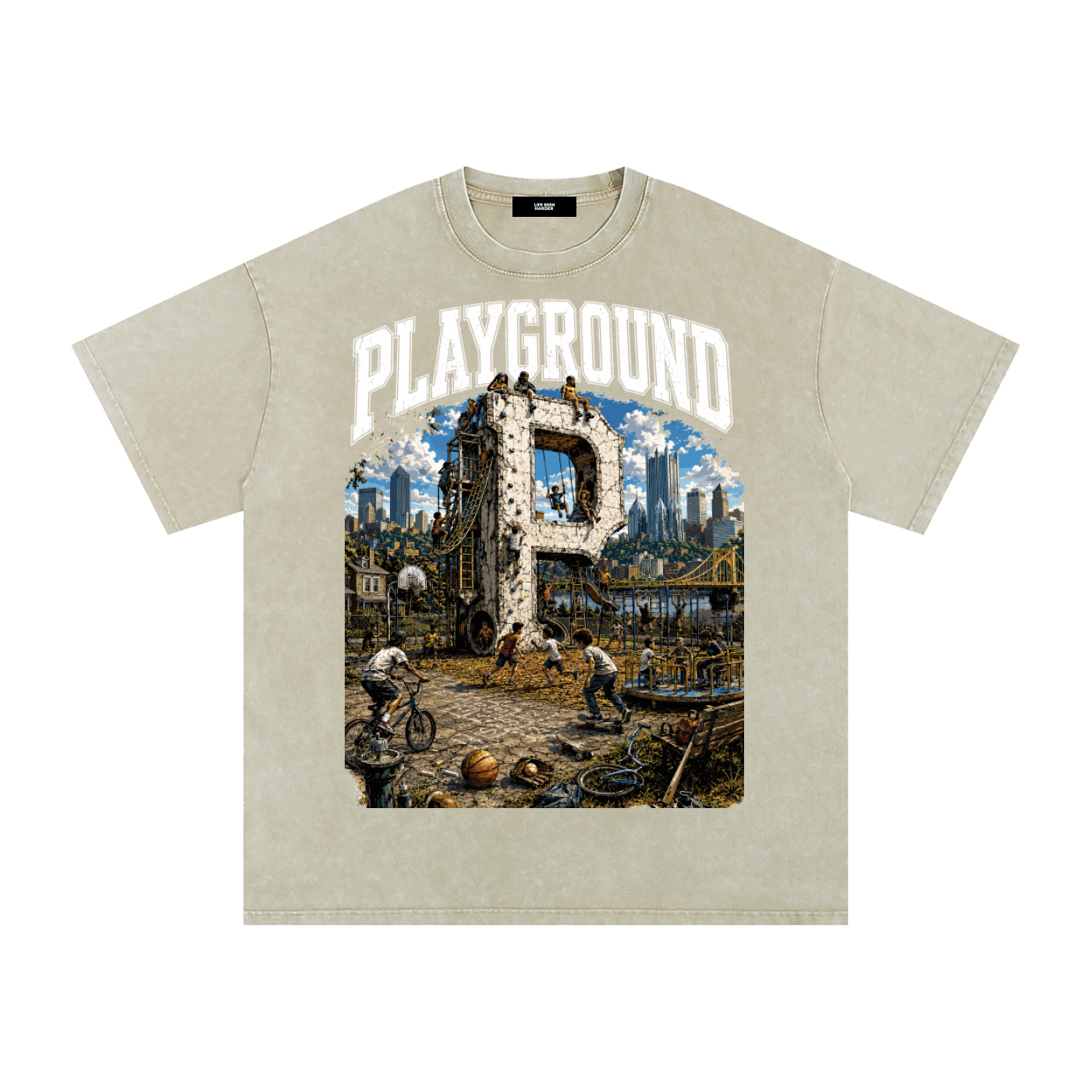 Snow Washed Oversized Cotton T-Shirt