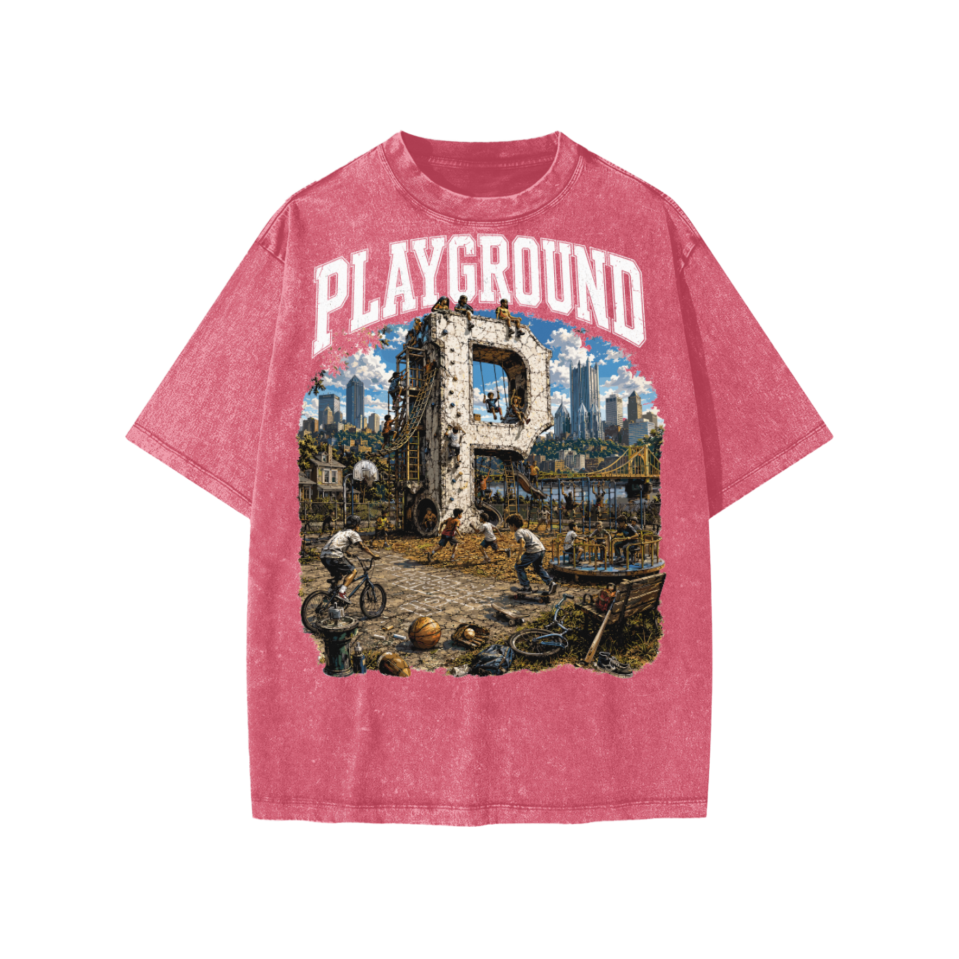 “Playground” -Snow Washed Kids' T-Shirt