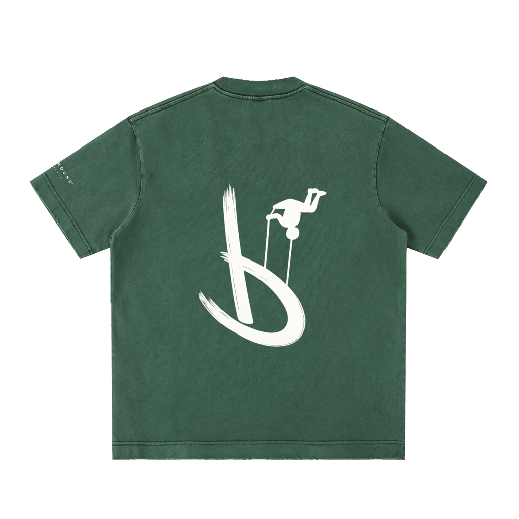 “Life’s Upside Down” (Men Size Up) Heavyweight Vintage Washed Frayed T-Shirt