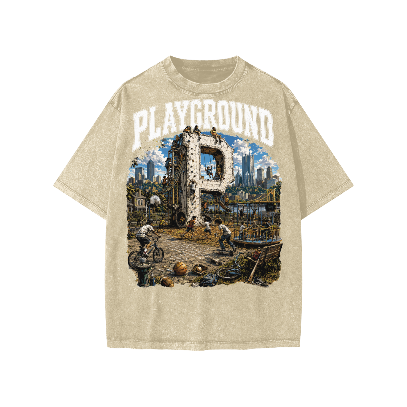 “Playground” -Snow Washed Kids' T-Shirt