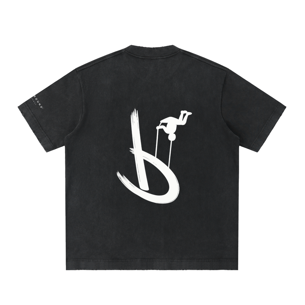 “Life’s Upside Down” (Men Size Up) Heavyweight Vintage Washed Frayed T-Shirt