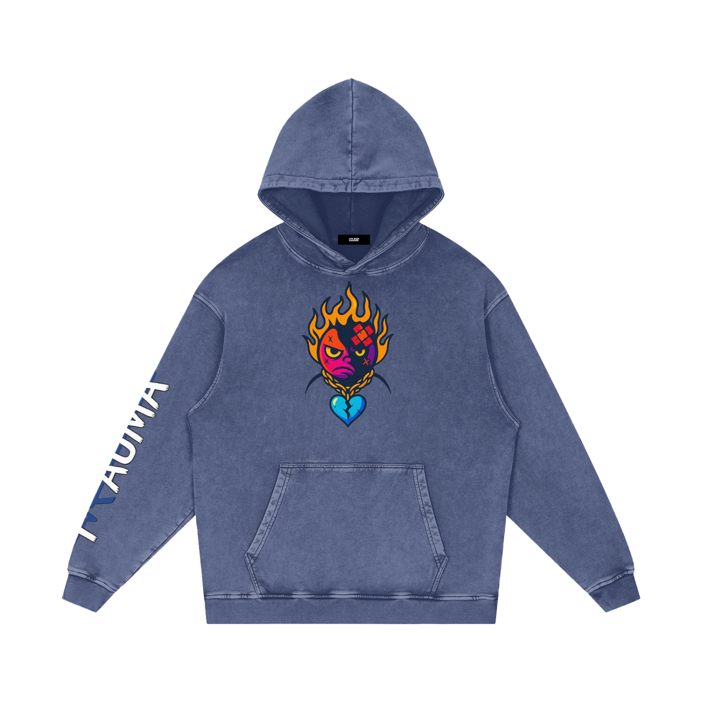 Trauma Snow Washed Loose Cotton Hoodie