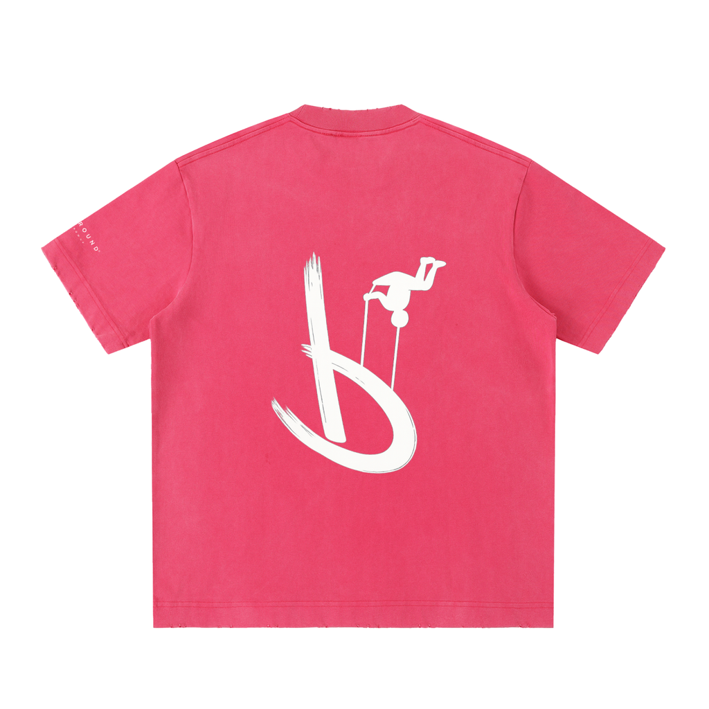 “Life’s Upside Down” (Men Size Up) Heavyweight Vintage Washed Frayed T-Shirt