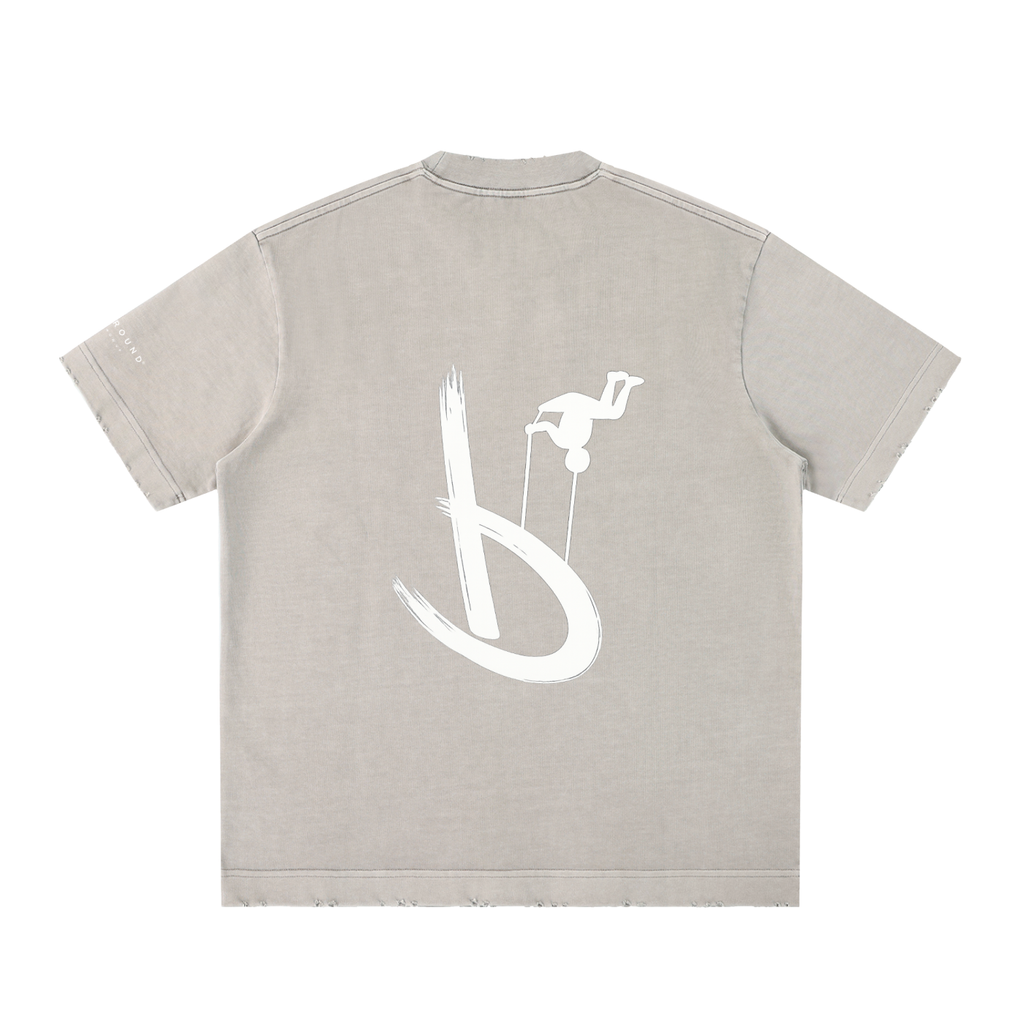 “Life’s Upside Down” (Men Size Up) Heavyweight Vintage Washed Frayed T-Shirt