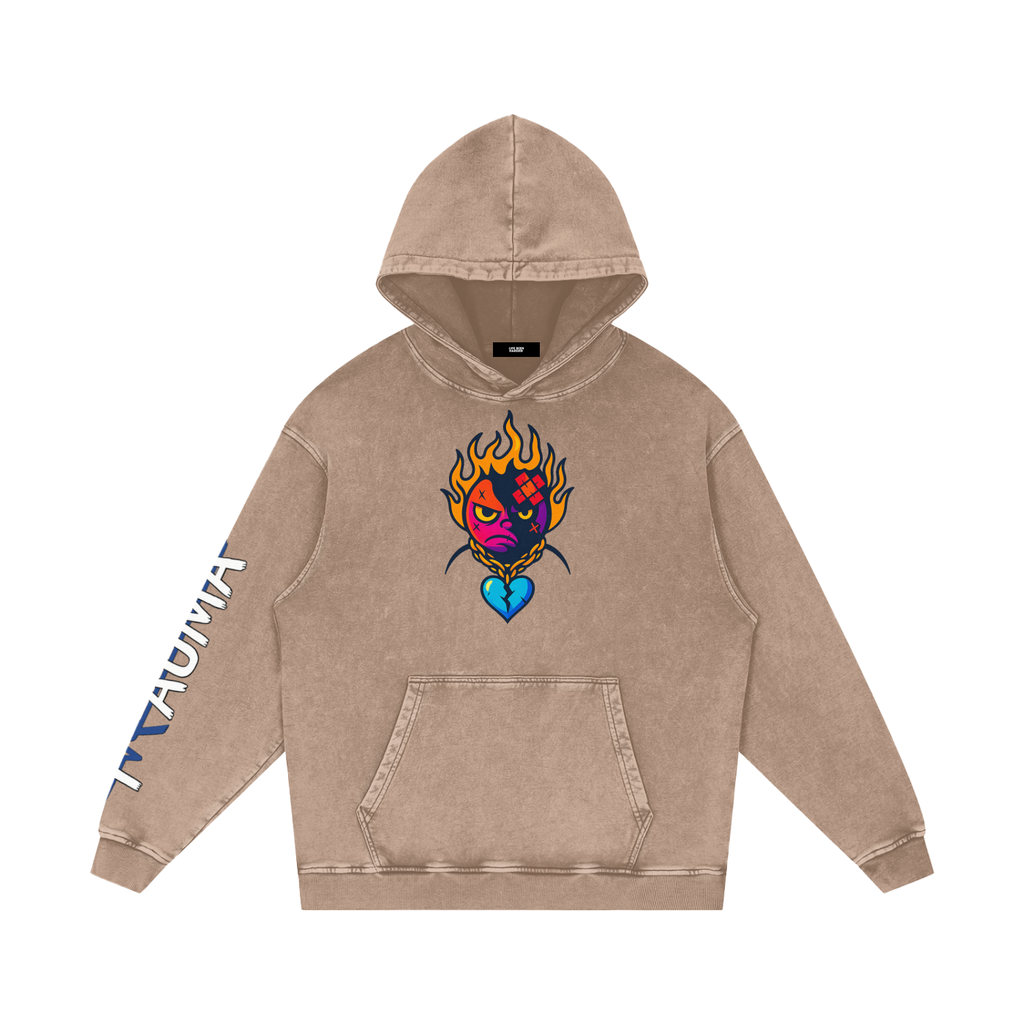 Trauma Snow Washed Loose Cotton Hoodie