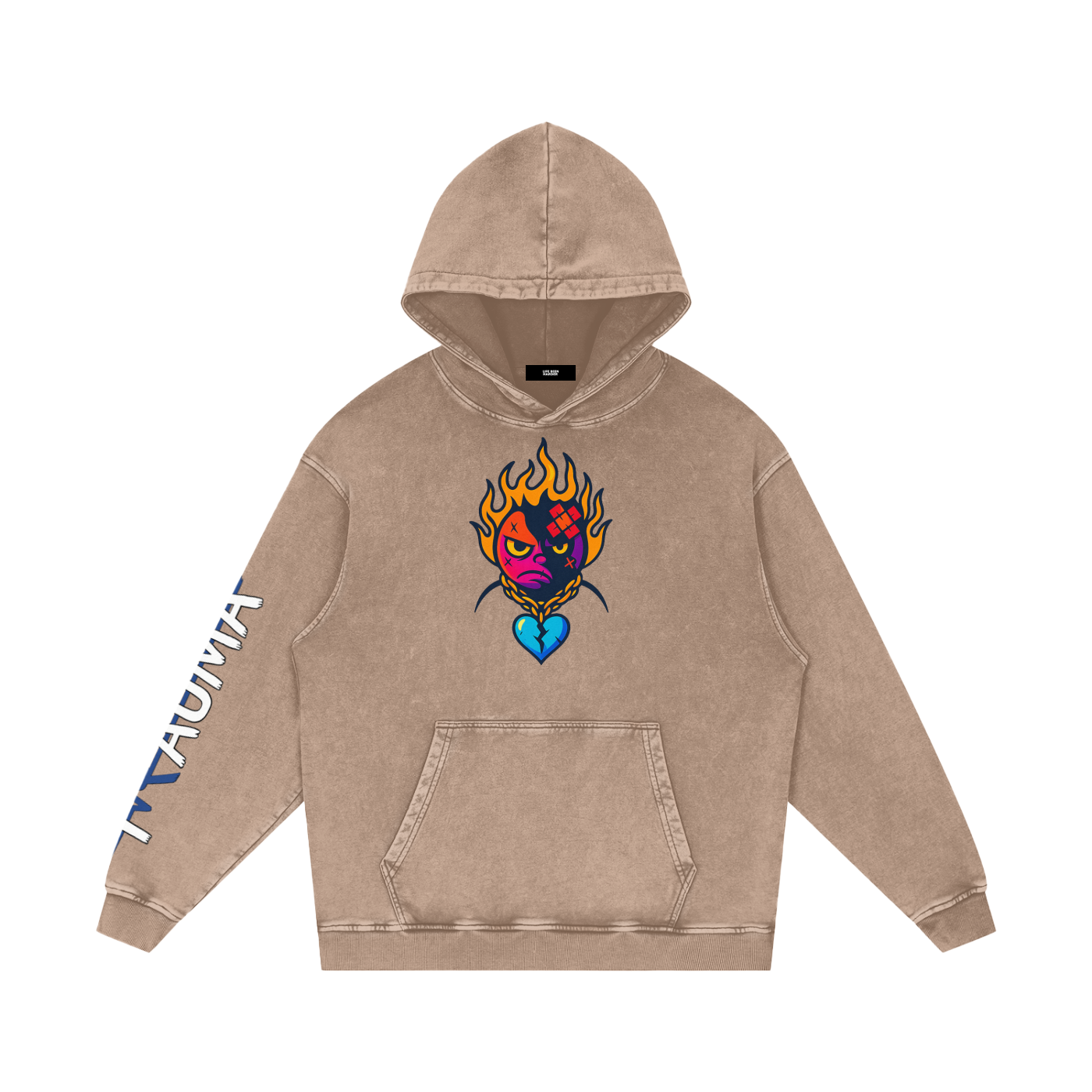 Trauma Snow Washed Loose Cotton Hoodie