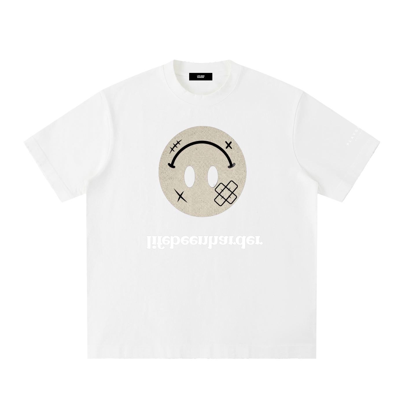 “Life’s Upside Down” (Men Size Up) Heavyweight Vintage Washed Frayed T-Shirt