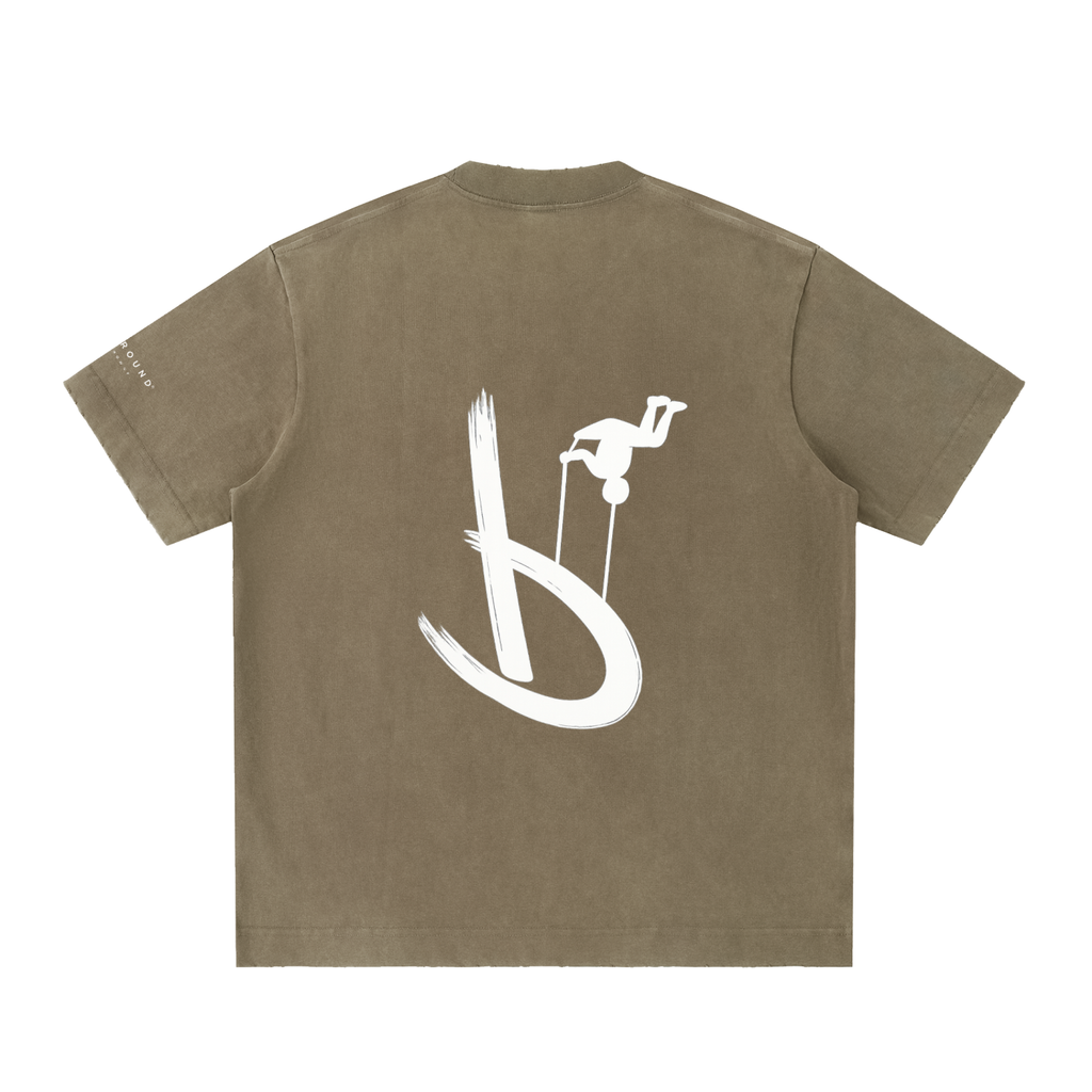 “Life’s Upside Down” (Men Size Up) Heavyweight Vintage Washed Frayed T-Shirt