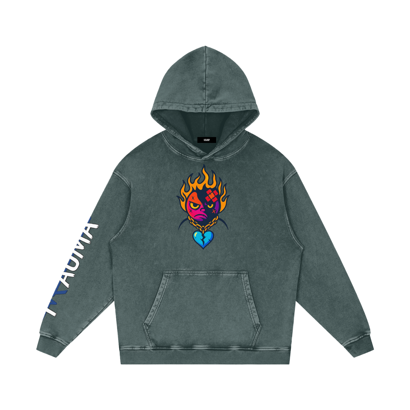 Trauma Snow Washed Loose Cotton Hoodie