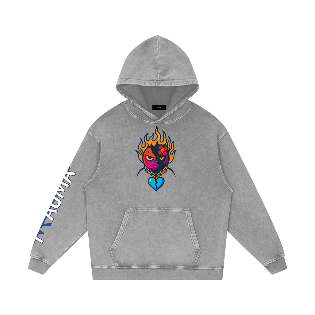 Trauma Snow Washed Loose Cotton Hoodie