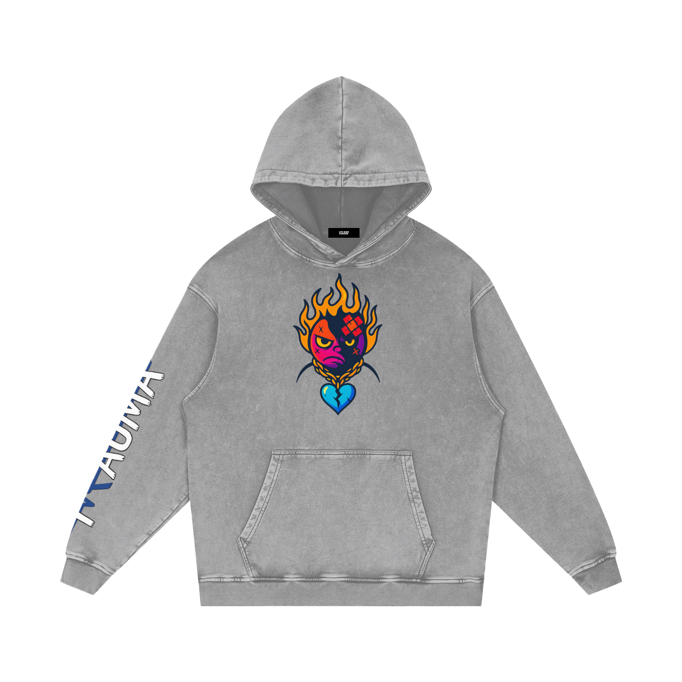 Trauma Snow Washed Loose Cotton Hoodie