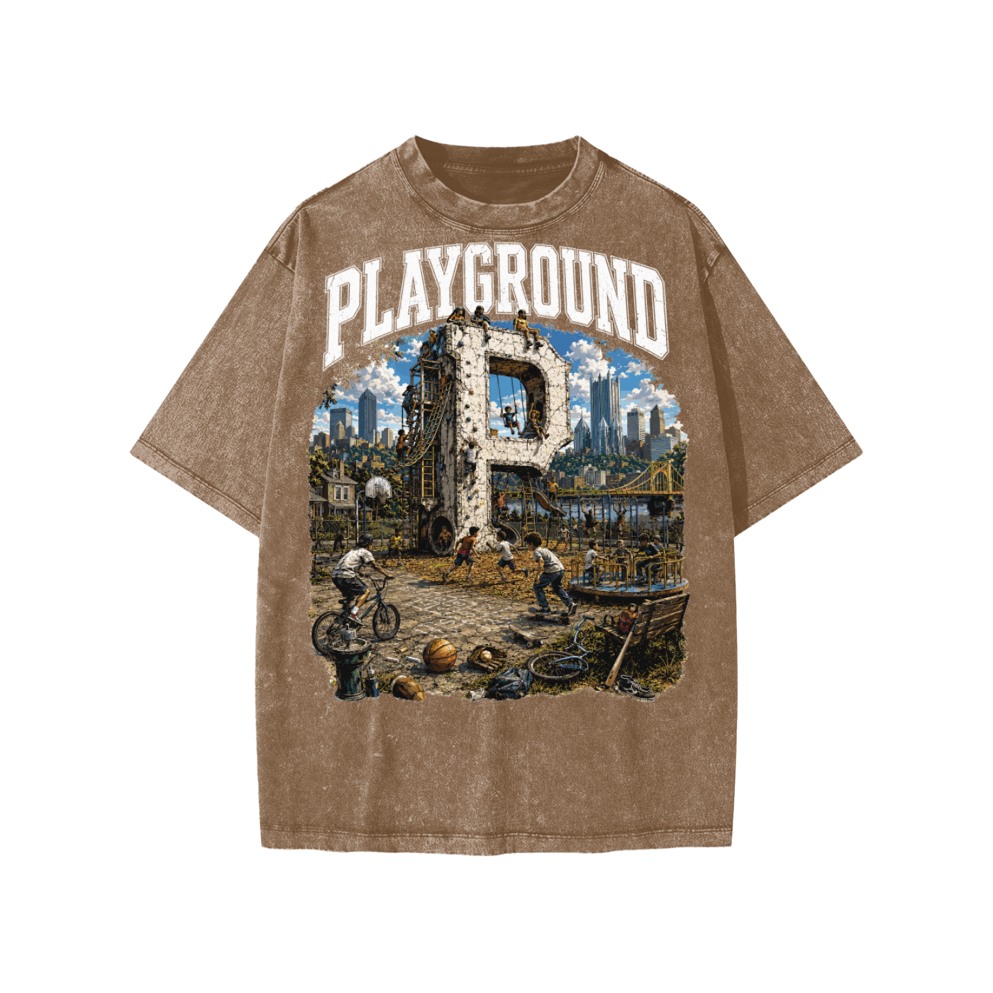 “Playground” -Snow Washed Kids' T-Shirt