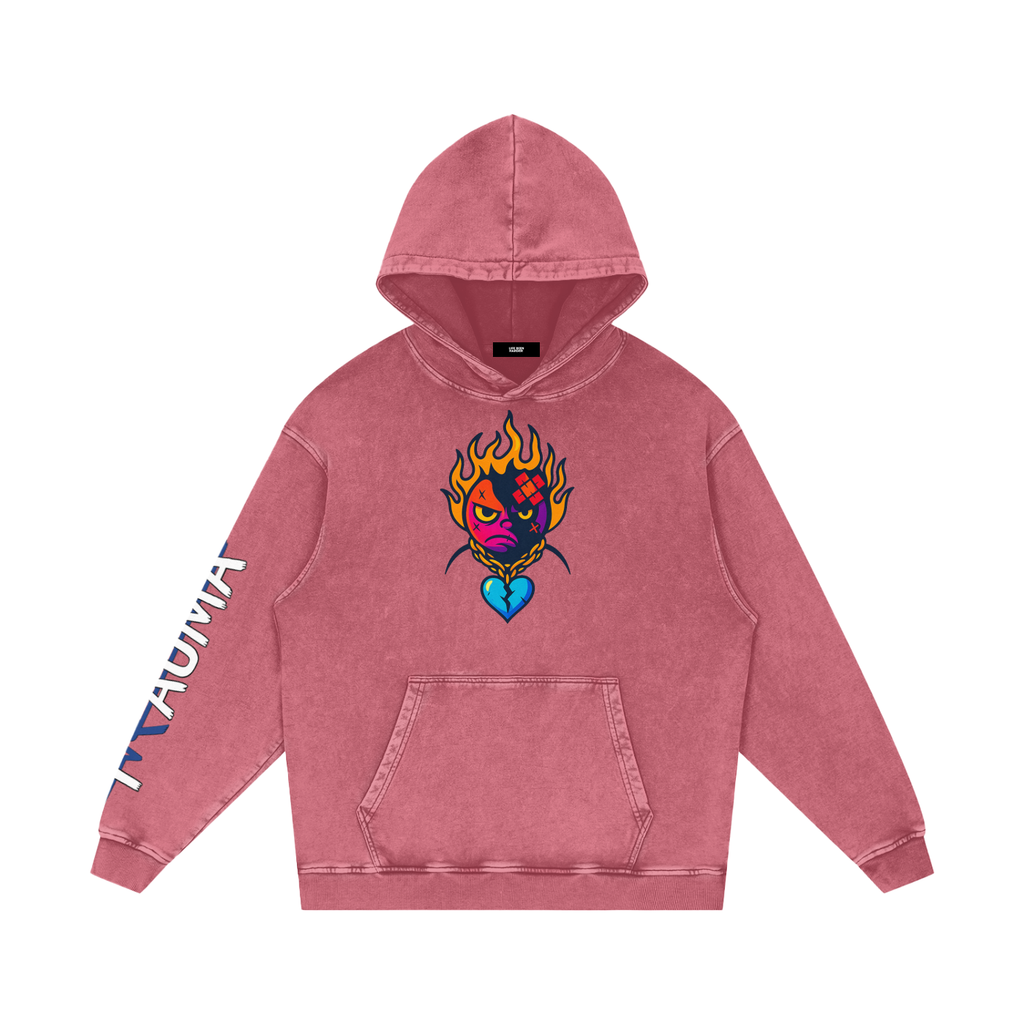 Trauma Snow Washed Loose Cotton Hoodie