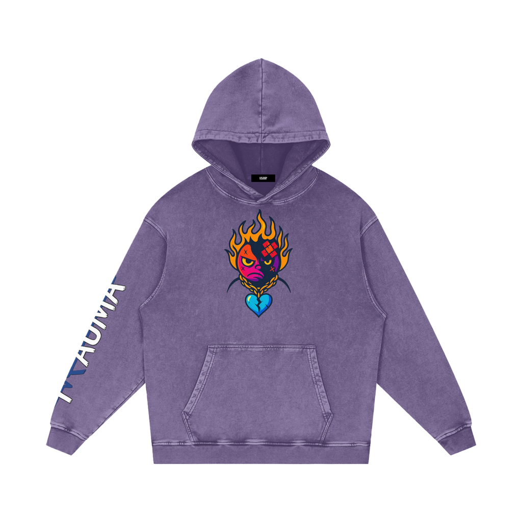 Trauma Snow Washed Loose Cotton Hoodie
